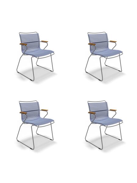 Houe CLICK Dining Chair mit Bambusarmlehnen 4er Set Pigeon Blue