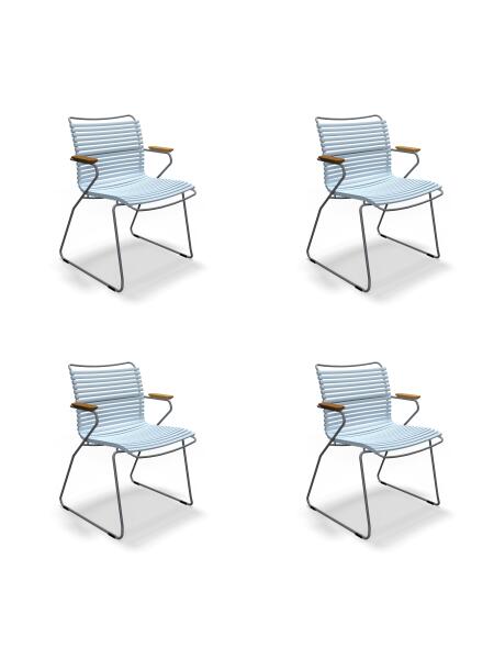 Houe CLICK Dining Chair mit Bambusarmlehnen 4er Set Dusty Light Blue