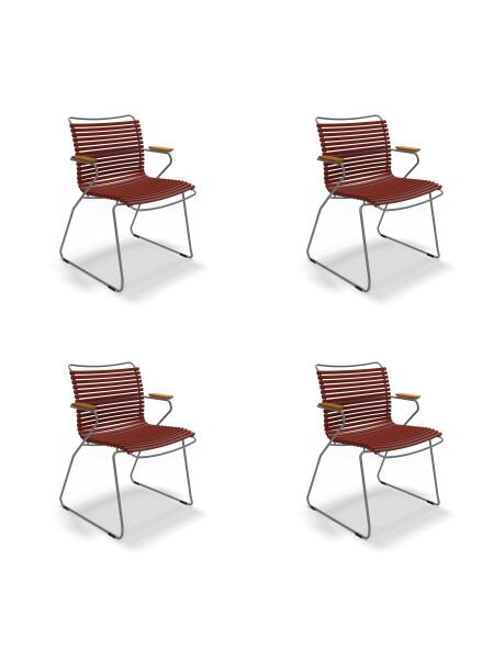 Houe CLICK Dining Chair mit Bambusarmlehnen 4er Set Paprika