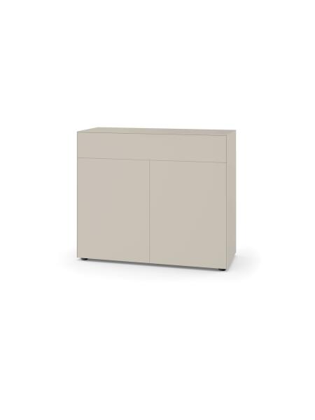 Piure Nex Pur Box Highboard Doppeltür und Schubkasten 120 x 48 x 100 cm Silk