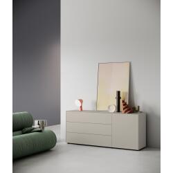 Piure Nex Pur Box Highboard Doppeltür und Schubkasten 120 x 48 x 100 cm Silk