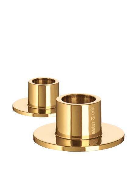 Ester & Erik Kerzenhalter 2er Set Small Shiny Gold