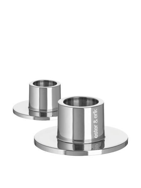 Ester & Erik Kerzenhalter 2er Set Small Shiny Silver