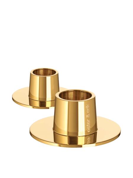Ester & Erik Kerzenhalter 2er Set Medium Shiny Gold