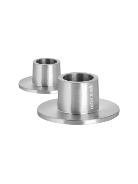 Ester & Erik Kerzenhalter 2er Set Small Matt Silver