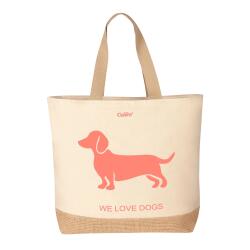 Cawö Strandtasche We Love Dogs 40 x 55 cm Pink-Orange