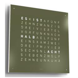 QLOCKTWO Earth 45 Steel Series Olive White Deutsch