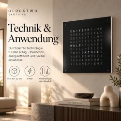 QLOCKTWO Earth 45 Steel Series Olive White Deutsch