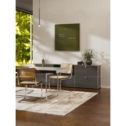 QLOCKTWO Earth 45 Steel Series Olive White Deutsch