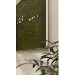 QLOCKTWO Earth 45 Steel Series Olive White Deutsch