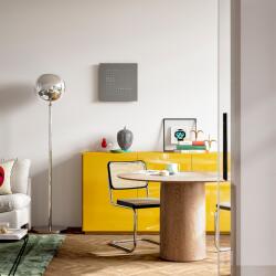 QLOCKTWO Earth 45 Steel Series Olive White Deutsch