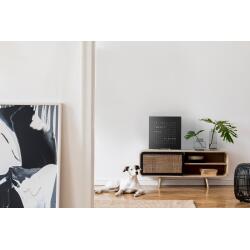 QLOCKTWO Earth 45 Steel Series Olive White Deutsch