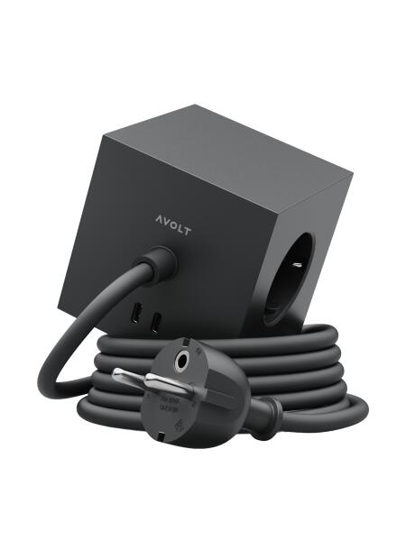Avolt Mehrfachsteckdose Square 1 USB-C 1,8 Meter Stockholm Black