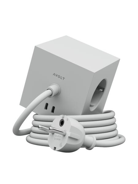 Avolt Mehrfachsteckdose Square 1 USB-C 1,8 Meter Gotland Gray