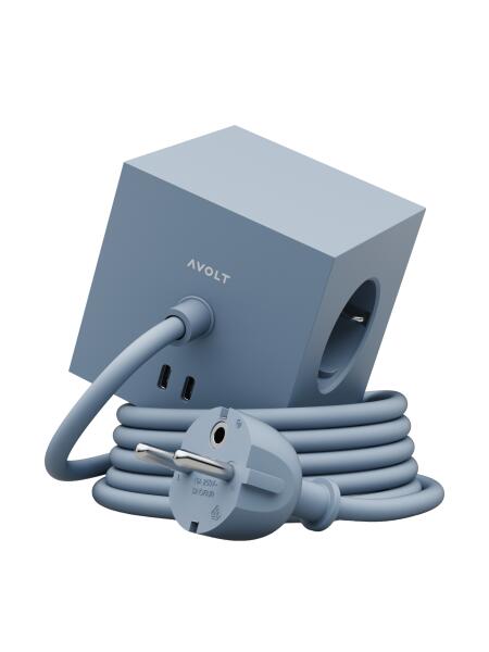 Avolt Mehrfachsteckdose Square 1 USB-C 1,8 Meter Shark Blue
