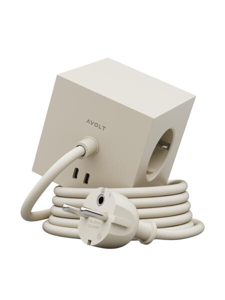 Avolt Mehrfachsteckdose Square 1 USB-C 1,8 Meter Nomad Sand