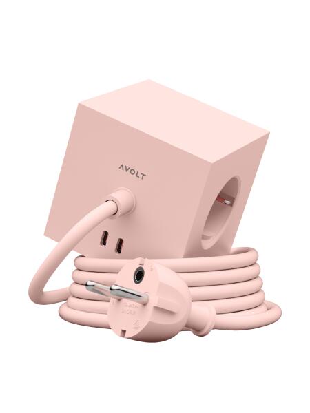 Avolt Mehrfachsteckdose Square 1 USB-C 1,8 Meter New Pink