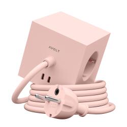 Avolt Mehrfachsteckdose Square 1 USB-C 1,8 Meter New Pink