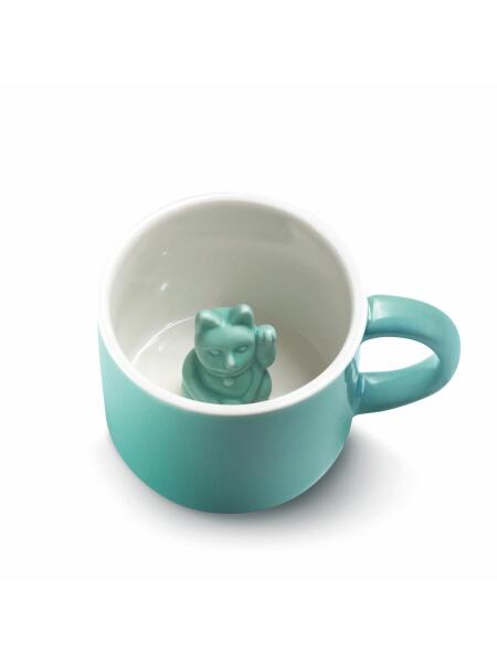 Donkey Maneki Neko Lucky Mug - Turquoise