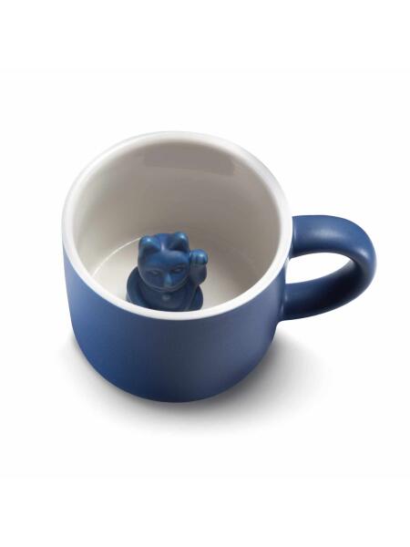 Donkey Maneki Neko Lucky Mug | Dark Blue 8,5 x 12 x 7 cm