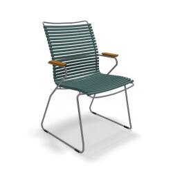 Houe CLICK Dining Chair große Rückenlehne mit Bambusarmlehnen Pine green