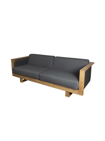 CANE-LINE Angle 3-Sitzer Sofa m/Teak Gestell Dark grey